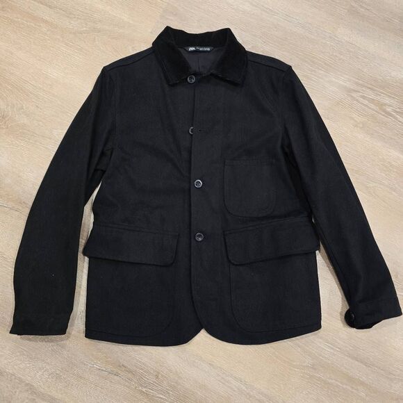 Zara Jacket Men's Medium Black Long Sleeve Button Front Multi-Pockets Gorpcore - Picture 8 of 8